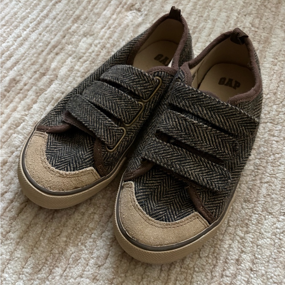 Kids Gap Herringbone Tweed Velcro Shoes Size 1 (Big Kids)